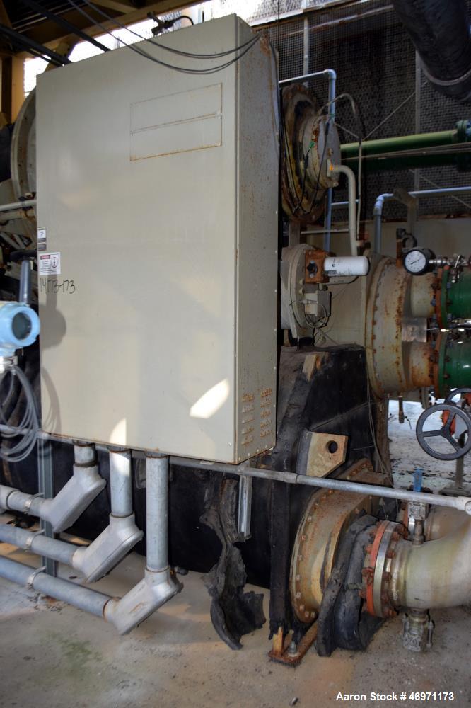 Used Trane CVHF CenTraVac Water Cooled Chiller, Model CVHF640, Approximate 640 Tons. R-123 Refrigerant, 3/60/460 volts. Includes an Adaptive Control panel. Serial# L00H04114.