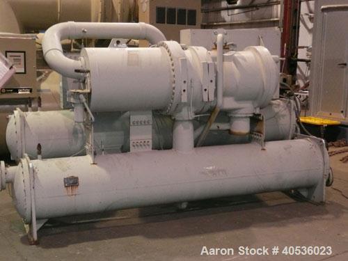 Used Trane 300 ton, model RTHB300 screw chiller. 460/3/60 volts with only 2,070 run hours since new.
