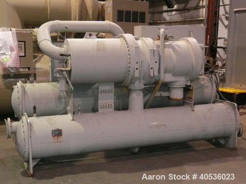 Used Trane 300 ton, model RTHB300 screw chiller. 460/3/60 volts with only 2,070 run hours since new.
