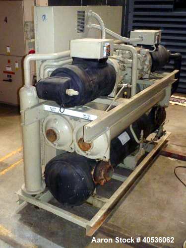 Used Trane Water Cooled Chiller, Model RTWA0804YD01C3D0WFN. Nominal 80 Ton. Designed for 460/3/60 volt operation. Includes existing holding charge only of R22.