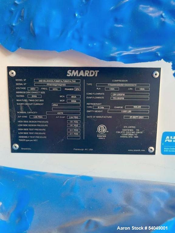 Unused Smardt WE150.3H.F2BEFA Water-Cooled Chiller – 540 Ton Capacity, R134A, 2021 Build