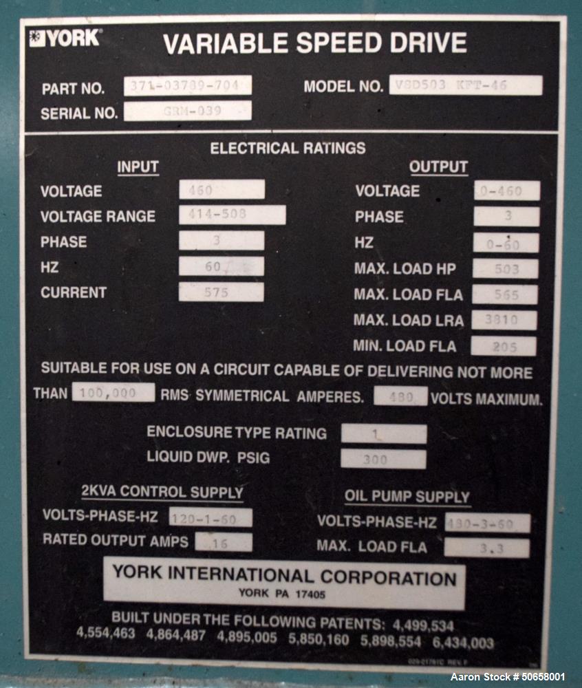Used York "MaxE" 700 Ton Centrifugal Chiller