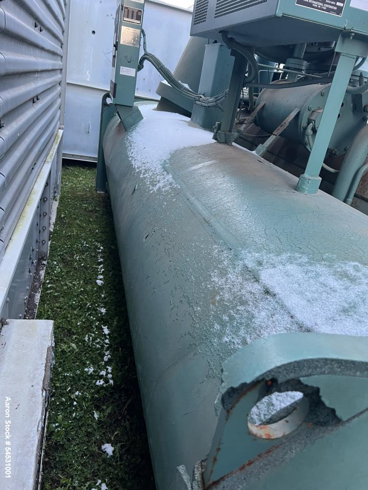 Used York Millennium Centrifugal Liquid Chiller with Variable Speed Drive, Model YTJ3C3E3-CTJ. Serial # 00322H0900. 2 Passes. Evaporator flow rate 788 to 2,840 GPM. R-123 Refrigerant, approximately 1...