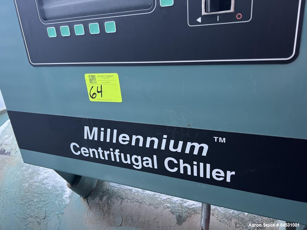 Used York Millennium Centrifugal Liquid Chiller with Variable Speed Drive, Model YTJ3C3E3-CTJ. Serial # 00322H0900. 2 Passes. Evaporator flow rate 788 to 2,840 GPM. R-123 Refrigerant, approximately 1...