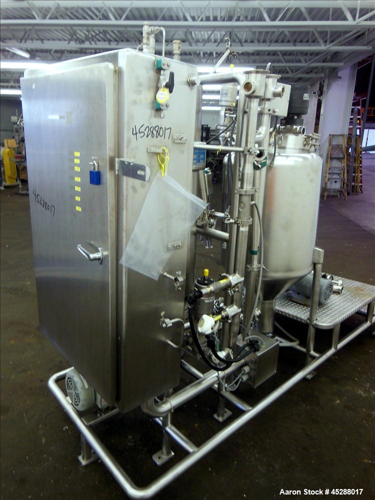 Used- Custom Stainless Steel Fabricating CIP Clean In Place Skid, 316 Stainless Steel. Consisting of: (1) Approximate 50 gal...