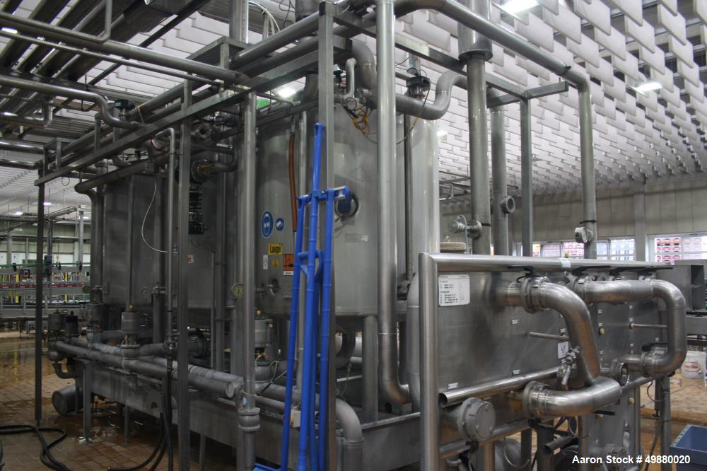 Used APV/Alfa Laval/SPX CIP plant/system consisting of: (4) Stainless steel tanks, appox. 529 gallon/2000-liter capacity, on legs, (1) Stainless steel tank, approx. 265 gallon/1000-liter capacity, on...