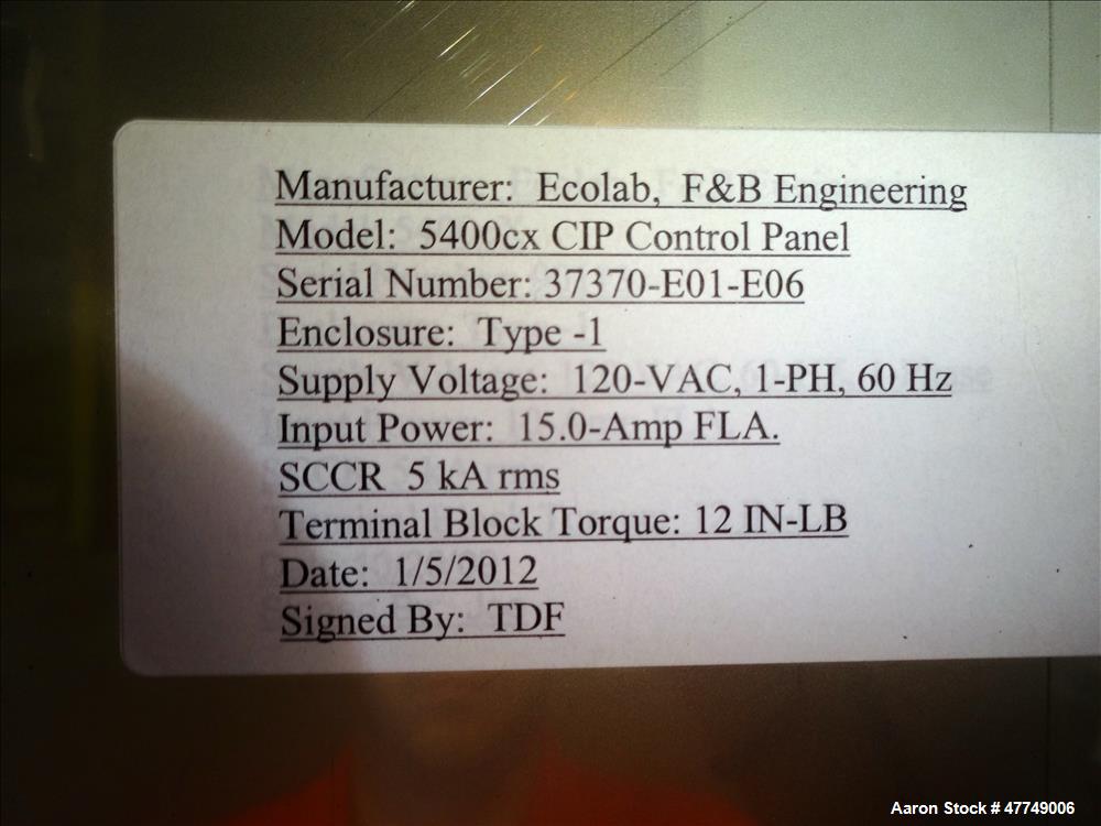 Used Ecolab CIP System