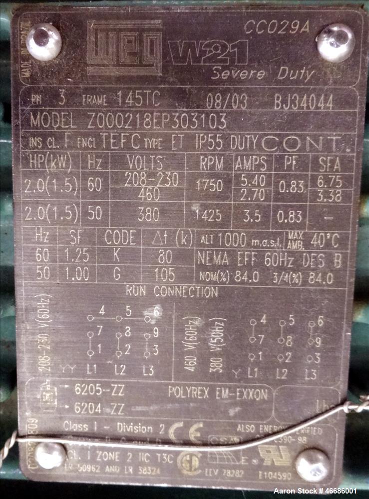 Used- Electrol Specialties Company CIP Clean In Place Skid, Model 800RMA, 316 St