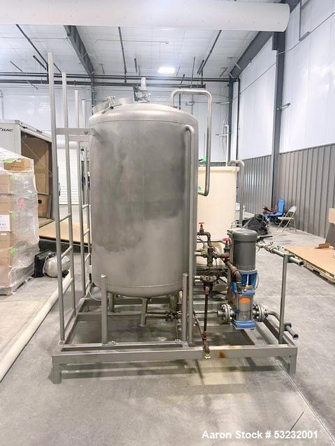 Used IDD Manual CIP/SIP System – (2) 250 Gallon Stainless Tanks, 5HP Pump, Filter, Mounted Skid