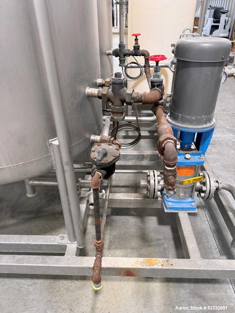 Used IDD Manual CIP/SIP System – (2) 250 Gallon Stainless Tanks, 5HP Pump, Filter, Mounted Skid