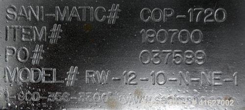 Used Sani-Matic Horizontal C.O.P. Tank, Model RW-12-10-N-NE-1, Approximate 275 Gallon, 304 Stainless Steel. Tank measures approximately 146" long x 24" wide x 21" deep. 2 1/2" sanitary bottom outlet....