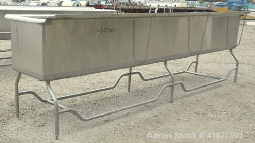 Used- Sani-Matic Horizontal C.O.P. Tank, model RW-12-10-N-NM-1, approximate 275 gallon, 304 stainless steel. Tank measures a...