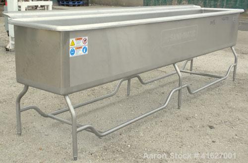Used- Sani-Matic Horizontal C.O.P. Tank, model RW-12-10-N-NM-1, approximate 275 gallon, 304 stainless steel. Tank measures a...