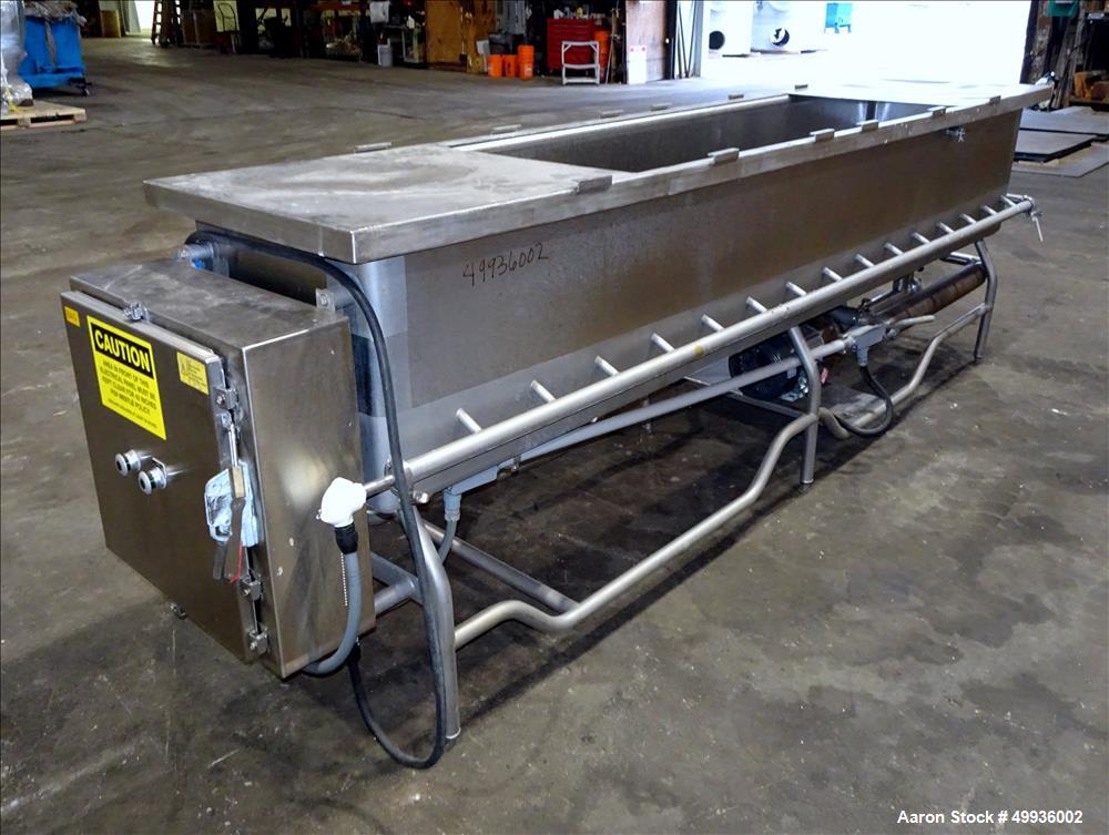 Used-Sani-Matic Clean Out of Place Tank, Model RWJ-250.  Stainless Steel, Horizontal.  Trough approximate 120" long x 24" wi...