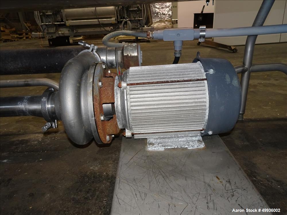 Used Sani-Matic Clean Out of Place Tank, Model RWJ-250.  Stainless Steel, Horizontal.  Trough approximate 120" long x 24" wide x 21" deep.  Includes 7.5 HP pump with electric heater, diaphragm pump, ...