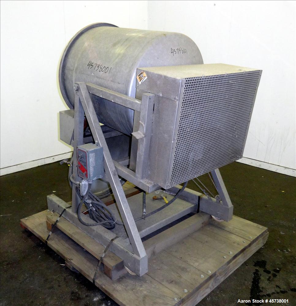 Used Drum Seasoning Tumbler / Mixer. 304 Stainless Steel.