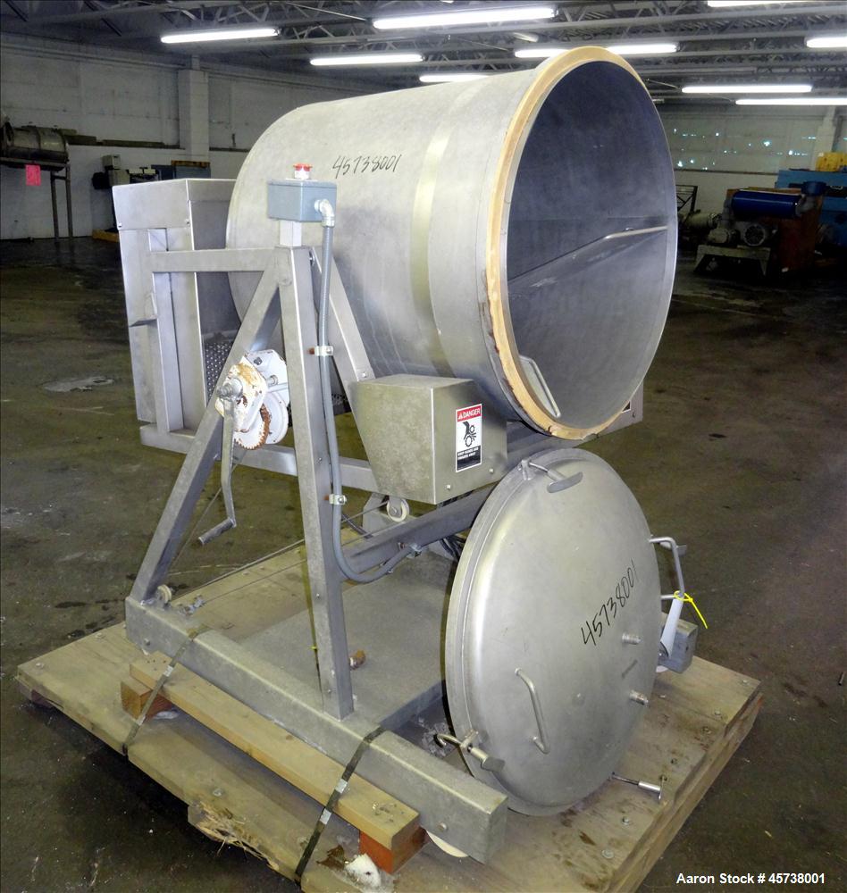 Used Drum Seasoning Tumbler / Mixer. 304 Stainless Steel.