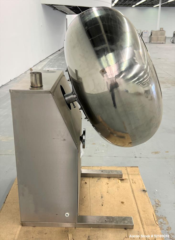 Used- Coating Pan, 39" Diameter, Stainless Steel. With (6) welded ribs 3/4" wide x 1/2" thick, 21" deep x 20.5" diameter ope...