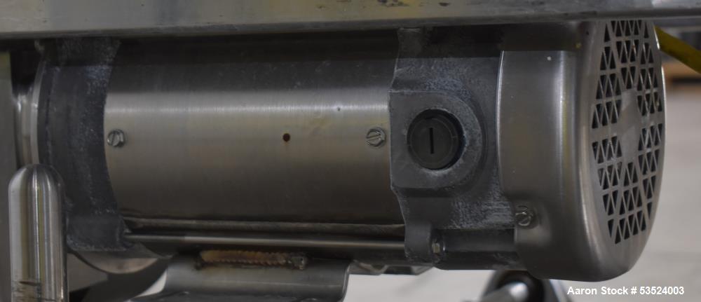 Used Spray Dynamics Soft Flight Coating Drum, Stainless Steel. Approximate 30" diameter x 27-1/2" long. (8) Internal flights. Has adjustable pitch. 20" Inlet, 23-3/8" outlet. Driven by 1/2hp, 1750 rp...