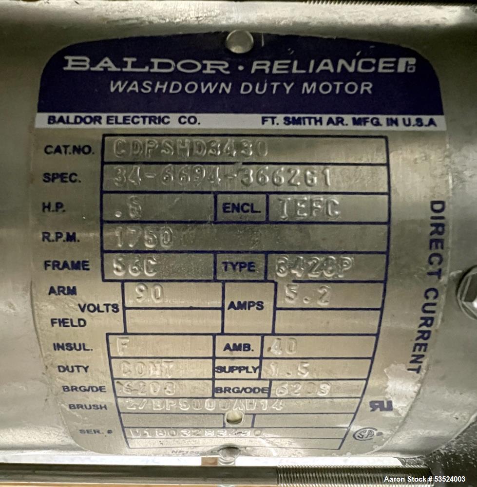 Used Spray Dynamics Soft Flight Coating Drum, Stainless Steel. Approximate 30" diameter x 27-1/2" long. (8) Internal flights. Has adjustable pitch. 20" Inlet, 23-3/8" outlet. Driven by 1/2hp, 1750 rp...
