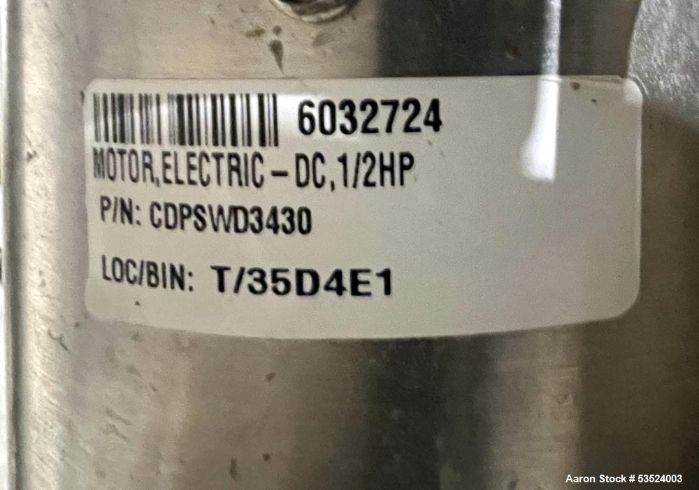 Used Spray Dynamics Soft Flight Coating Drum, Stainless Steel. Approximate 30" diameter x 27-1/2" long. (8) Internal flights. Has adjustable pitch. 20" Inlet, 23-3/8" outlet. Driven by 1/2hp, 1750 rp...