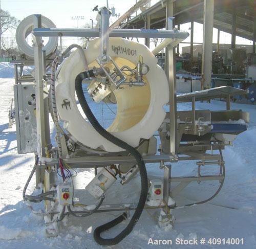 Used Allen Machinery Rotating Coating Drum, horizontal, plastic construction. 36" diameter x approximately 96" long. (8) internal flights, driven by a 1 hp, 3/60/230/460 volt, 1725 rpm gearmotor. Inc...
