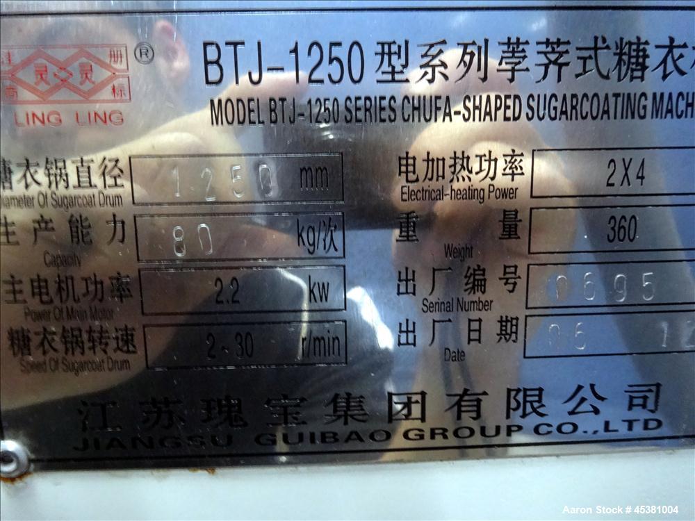 Used Jiangsu Cuibao Group Chufa Sugar Coating Machine, Model BTJ-1250 