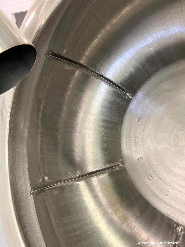 Used Loynds  48" Diameter Stainless Steel Coating Pan, Model CP1000. With (6) welded ribs 3/4" wide x 1/2" thick, 26" deep x 24" diameter opening, hot air blower with variable speed control (heat can...