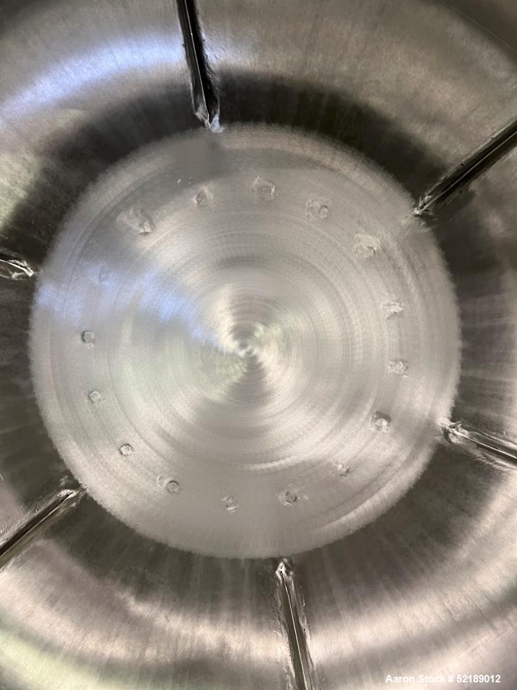 Used Loynds  48" Diameter Stainless Steel Coating Pan, Model CP1000. With (6) welded ribs 3/4" wide x 1/2" thick, 26" deep x 24" diameter opening, hot air blower with variable speed control (heat can...