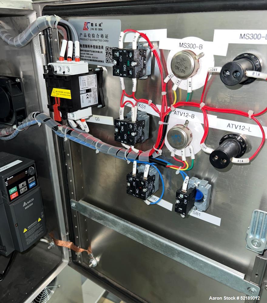 Used Loynds  48" Diameter Stainless Steel Coating Pan, Model CP1000. With (6) welded ribs 3/4" wide x 1/2" thick, 26" deep x 24" diameter opening, hot air blower with variable speed control (heat can...
