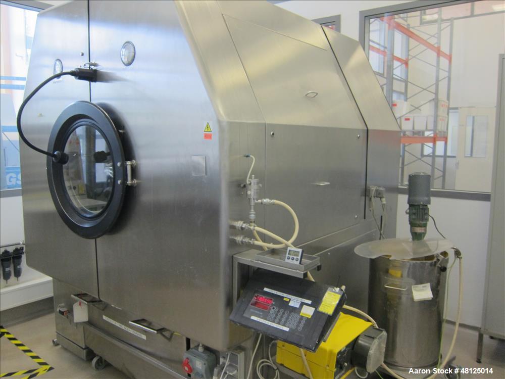 Used-Lodige tablet coater, type HCF/S 150, polished stainless steel on product contact parts, approximately 59" (1500 mm) di...