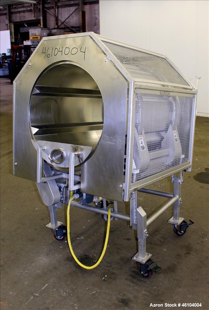 Used Marchant Schmidt Drum Tumbler, Model TD3072, 304 Stainless Steel. 30" Diameter x 48" long drum with 25" opening. Driven by .33hp, 3/60/230/460 volt, 300-1800 rpm motor with 13.28 tp 1 ratio. Has...