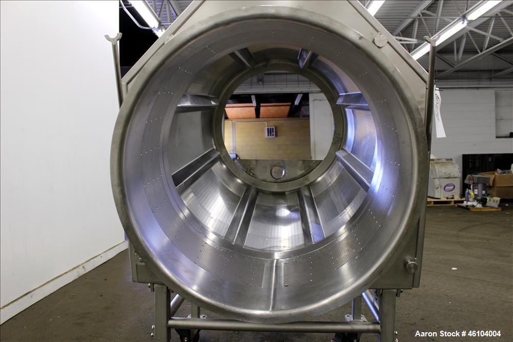 Used Marchant Schmidt Drum Tumbler, Model TD3072, 304 Stainless Steel. 30" Diameter x 48" long drum with 25" opening. Driven by .33hp, 3/60/230/460 volt, 300-1800 rpm motor with 13.28 tp 1 ratio. Has...