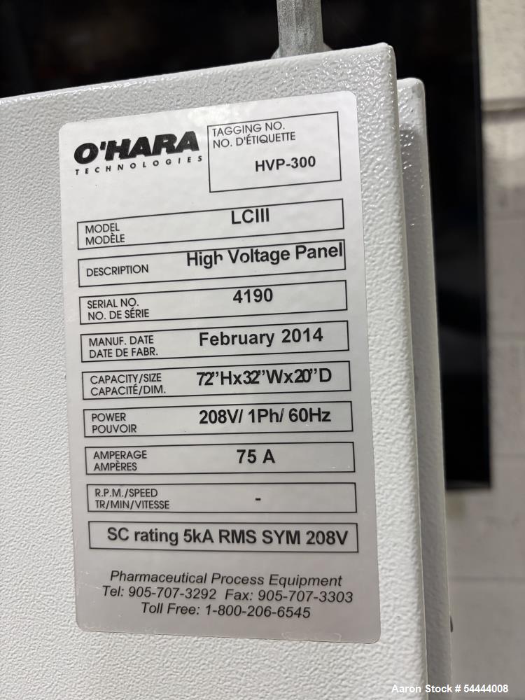 Buy Used O’Hara LCIII Tablet Coating Machine – 18–79 kg Batch Capacity