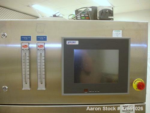 Used O'Hara LABCOAT Coating Pan, Model LCI, Stainless Steel. Change pan design with 11" perforated pan, 1.5 kg capacity, 3-30 rpm pan speed, aqueous operation with Xycom PLC controls with spray gun, ...