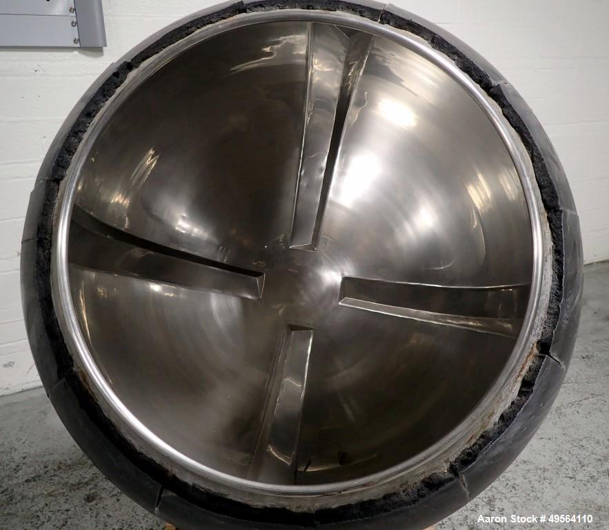 Used Stokes Coating Pan, Model 900-300-001, Stainless Steel Construction. 42" Inner diameter, 26" diameter opening, 39" lip height. Driven by 1.5 hp, 208-230/460 volt motor. Mounted on base.