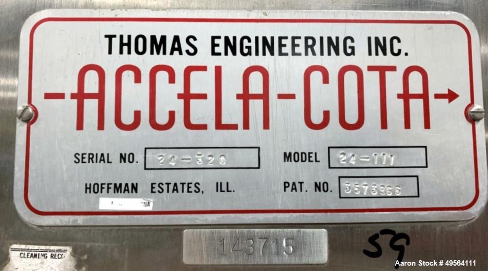 Used Thomas Accela Cota 24" Coating Pan, Model 24-III