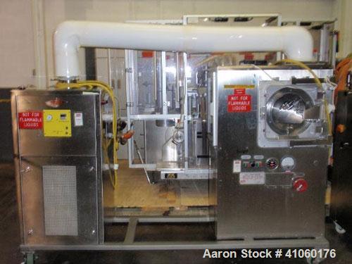 Used Thomas Engineering Accela Cota, 24" Diameter, Model 24 MK II, Stainless Steel. Perforated pan, with spray guns and Thomas Engineering air handling unit, type AHU-24, serial #196, on unitized bas...