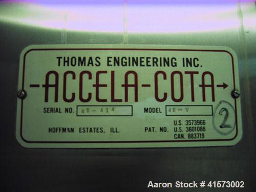 Used-Thomas Engineering Accela-Cota Coating Pan, Model 48-V, 48".