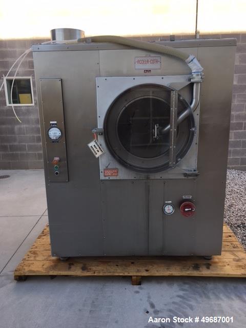 Used- Thomas Engineering Accela-Cota 48" Coating Pan, Model 48. Stainless steel exterior with painted steel sub frame: 48" d...