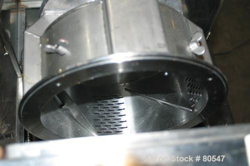 USED:Vector Freund Hi-Coater coating pan, model HCT-112, 304 stainlesssteel. 8" diameter x 5" deep pan, partially perforated pan, 4 baffles.Approx .75 liter brim volume, .375 kg batch size. Unit self...