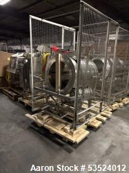 Used- Stainless Steel Seasoning Drum. Approximate 30" diameter x 64" long. (8) Internal flights. Has adjustable pitch. 20" I...