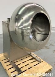 Used- Coating Pan, 39" Diameter, Stainless Steel. With (6) welded ribs 3/4" wide x 1/2" thick, 21" deep x 20.5" diameter ope...