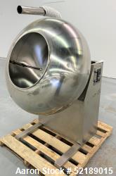 Used- Coating Pan, 39" Diameter, Stainless Steel. With (6) welded ribs 3/4" wide x 1/2" thick, 21" deep x 20.5" diameter ope...