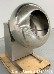 Used- Coating Pan, 39" Diameter, Stainless Steel. With (6) welded ribs 3/4" wide x 1/2" thick, 21" deep x 20.5" diameter ope...