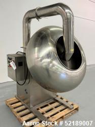 Used- Loynds  48" Diameter Stainless Steel Coating Pan, Model CP1000. With (6) welded ribs 3/4" wide x 1/2" thick, 26" deep ...