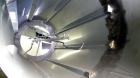 Used Spray Dynamics Soft Flight Coating Drum, Model 48X24, 304 Stainless Steel.  Approximately 24” diameter x 51” long drum with flights, manual drum pitch adjustment.  Driven by a 1/2 hp, 3/60/230/4...