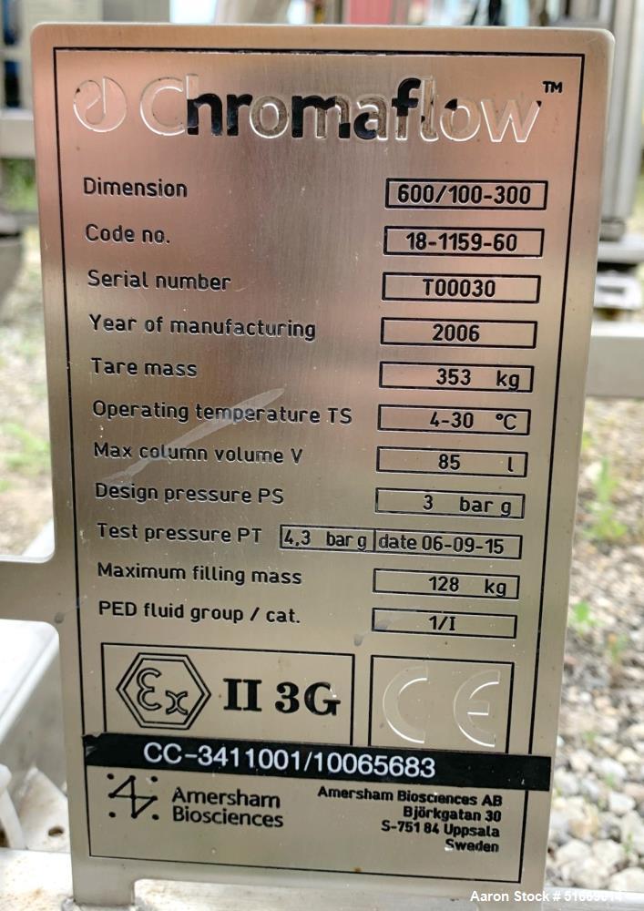 Amersham GE Chromaflow Column - Model 600/100-300, 22 Gallon Max Volume