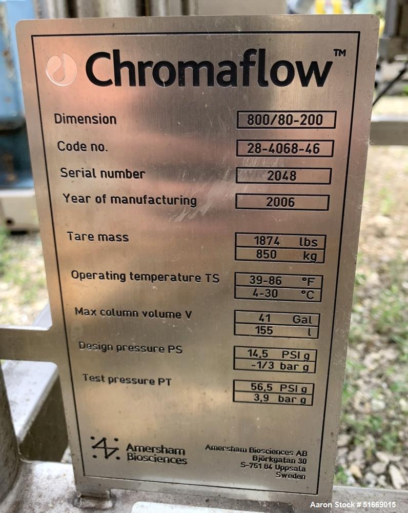 Used - Amersham Biosciences / GE Chromaflow Column 800/80-200, 155L Capacity