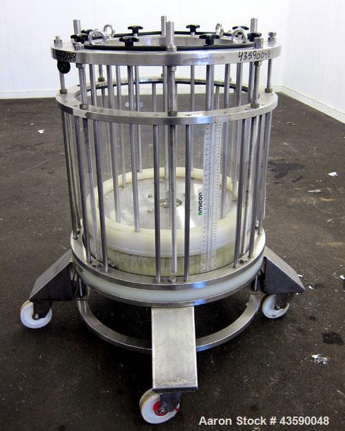 Used Amicon Biochromatography Process Column, Model P-630X500. Approximate adjustable capacity 16-56 liters(4.2-14.7 gallons). Acrylic tube approximate 630mm(24.8”) x 500mm(19.6”) deep, rated 3.1 bar...
